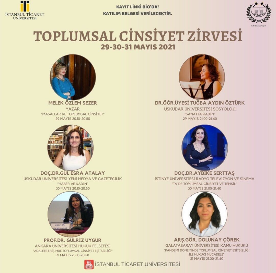 📢 Toplumsal Cinsiyet Zirvesi
📆 29-30-31 Mayıs 2021 🕒 20.10
💬 Konuşmacılar: <a href="/ayterzisi/">melek özlem sezer</a>, @Tugba_AOzturk, <a href="/gulesracoskun/">Gül Esra Atalay</a>, Aybike Serttaş, <a href="/gulrizuygur/">Gülriz Uygur</a>, <a href="/DolunayCorek/">Dolunay Çörek Akyıldız</a>
✅ Düzenleyen: <a href="/DusunceHukuki/">Hukuki Düşünce Topluluğu</a>
🔎 Katılım için: docs.google.com/forms/d/e/1FAI…