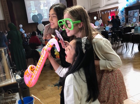 Copthall_School's tweet photo. Some of our Year 13s enjoying their fabulous Leavers' Event yesterday. Onwards and upwards you go. #Makingimpossiblepossible #photoboothfun https://t.co/q5Wb60hMeG