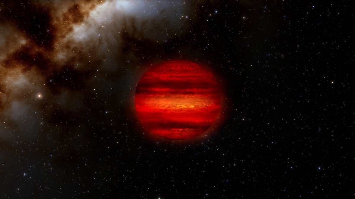 ‘Brown dwarfs’, a kind of substellar object with a mass somewhere between a large planet and a small star, aren’t brown: more a dull orange.

(Image: NOIRLab/NSF/AURA/J. da Silva)
