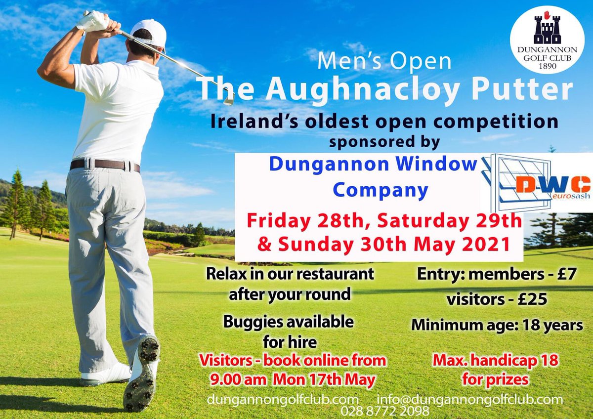 DungannonGolf's tweet photo. Thanks to Dungannon Window Company for sponsoring this weekend’s competition - Ireland’s Oldest Open - The Aughnacloy Putter. 
#PleaseSupportOurSponsors @DungannonWindow https://t.co/4k7HzDiKGf