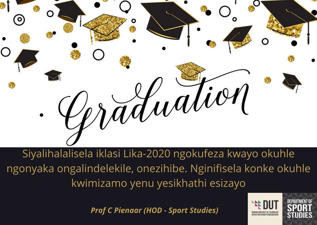 The Department of sport studies wishes all their graduates the very best in their future endeavors.👩‍🎓👨‍🎓 

#graduation2021 #letscelebrate🎉 #facultyofappliedscience #sportstudies #futureliesahead #wellwishes #dutstudents #dutautumngrad2021