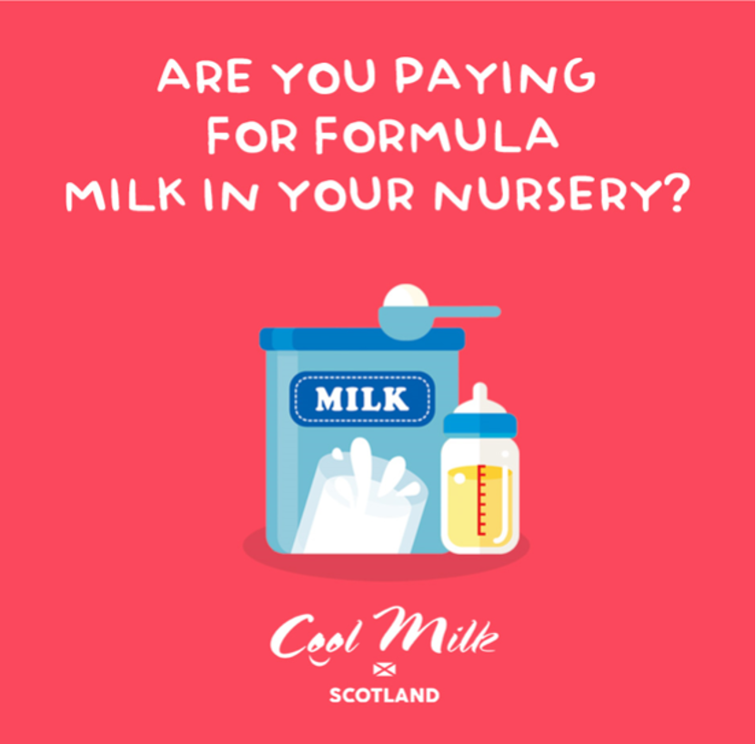 MilkScotland's tweet photo. You can claim back for one portion of formula milk,  every child under the age of five is entitled to a free 189ml serving of milk and a snack whilst in attendance at a registered day care provider for two or more hours a day under the new scheme. 🍼 https://t.co/cL11Ihurpz
