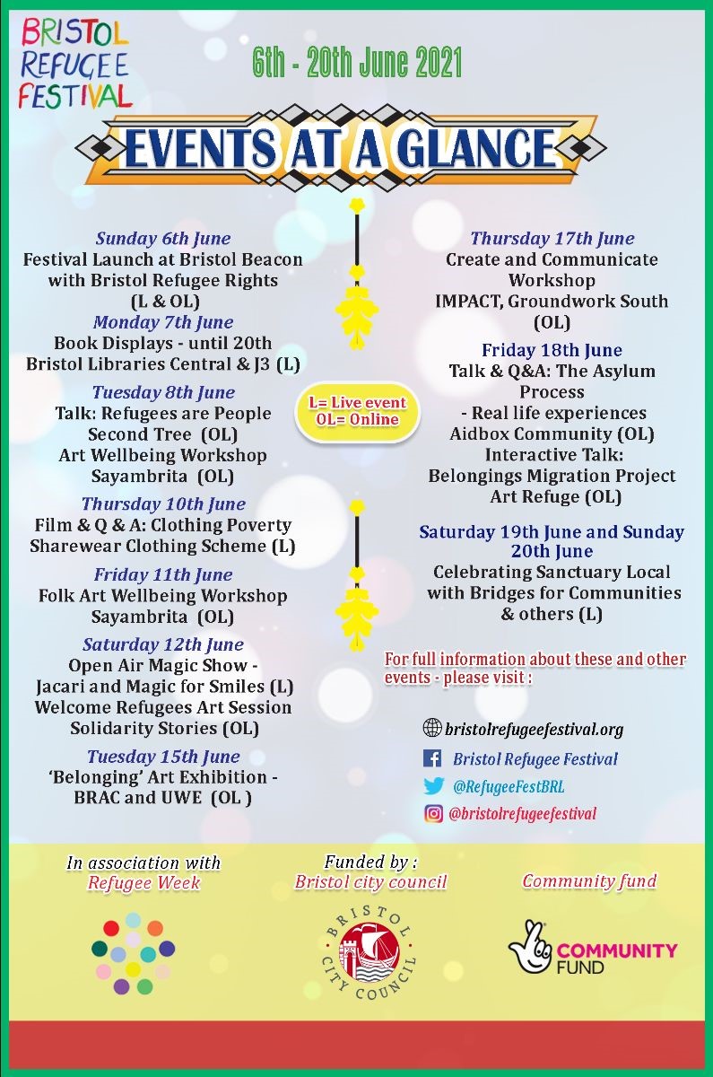 BristolLibrary's tweet photo. The programme for @RefugeeFestBRL is out 🎉🎉What a fantastic line-up 👍. Make sure you visit our book displays in #Centrallibrary and #junction3library. It runs June 6th-20th.
@BristolLibrary @BristolRefugeeR @CityofSanctuary https://t.co/lf8pSGKQqO