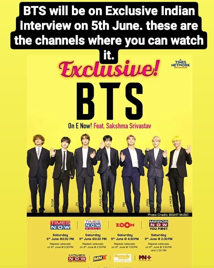 Nivetha73178533's tweet photo. #Timesnow
#BTSIndianArmy
#vanakkambts #vanakambts #btstamilarmy #btstamilarmys #btstamilnadu #BTSIndianArmy #btsindia #indiabts #namastebts
#TrendingNow #Trending #bangtanindia #bangtanIndia
Exactly waiting for this โโ
Bts will be on exclusive interview on 5th June. https://t.co/hYtRveD3pF