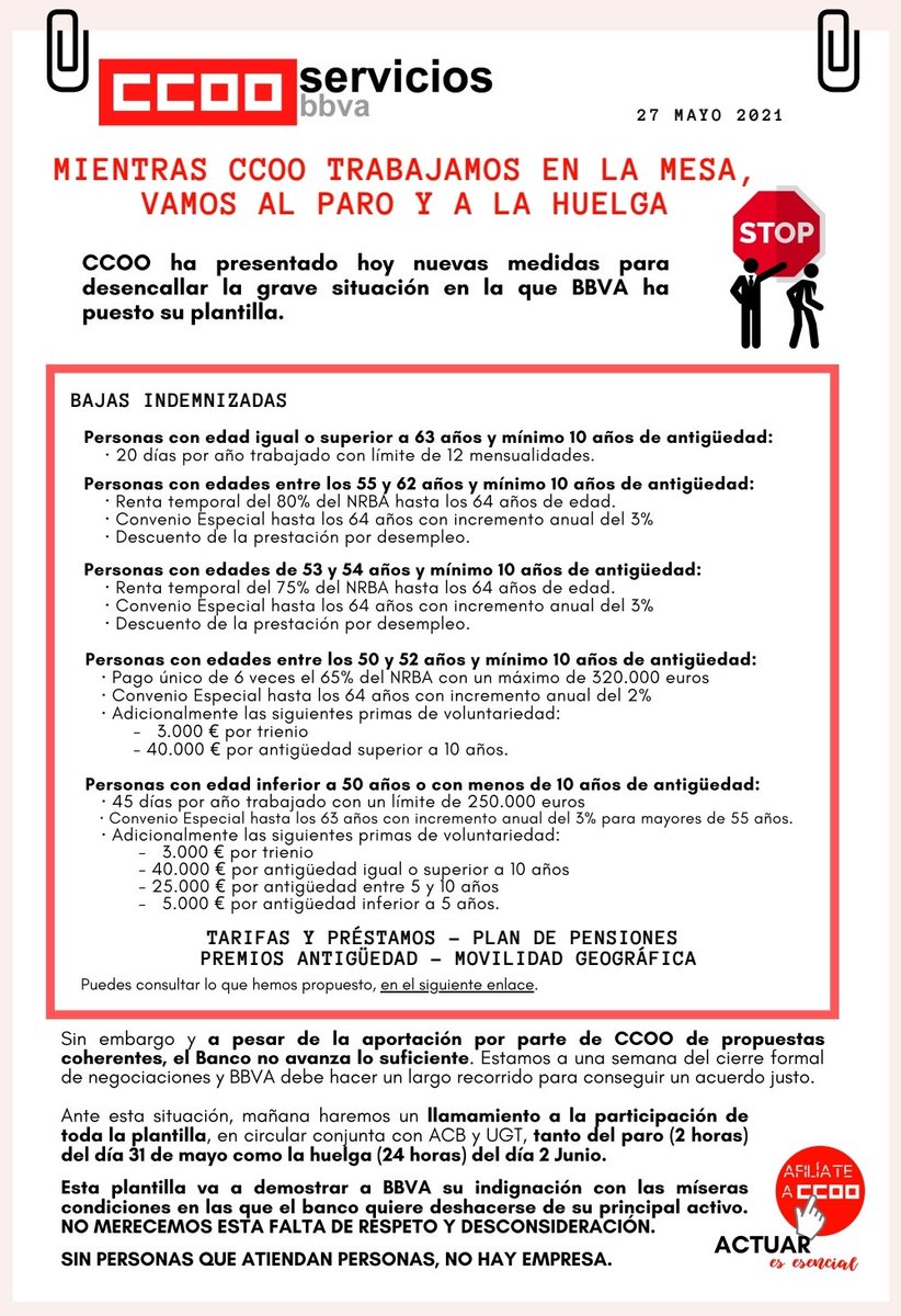 financieroCCOO's tweet photo. 🟥 BBVA: mientras CCOO trabajamos en la mesa, vamos al PARO y a la HUELGA.
• PARO 2 horas 31 mayo
• HUELGA 24 horas 2 junio.
✊🏻✊🏼✊🏼✊🏻✊🏻✊🏻
#CCOOntigoDíaaDía
#CCOOseMueve
#MarcamosLaDiferencia
#CCOO #BBVA
.
@serviciosccoo
@ChemaMartinez63 @ccoobbva @isabelgildelg https://t.co/sf2WaPHNug