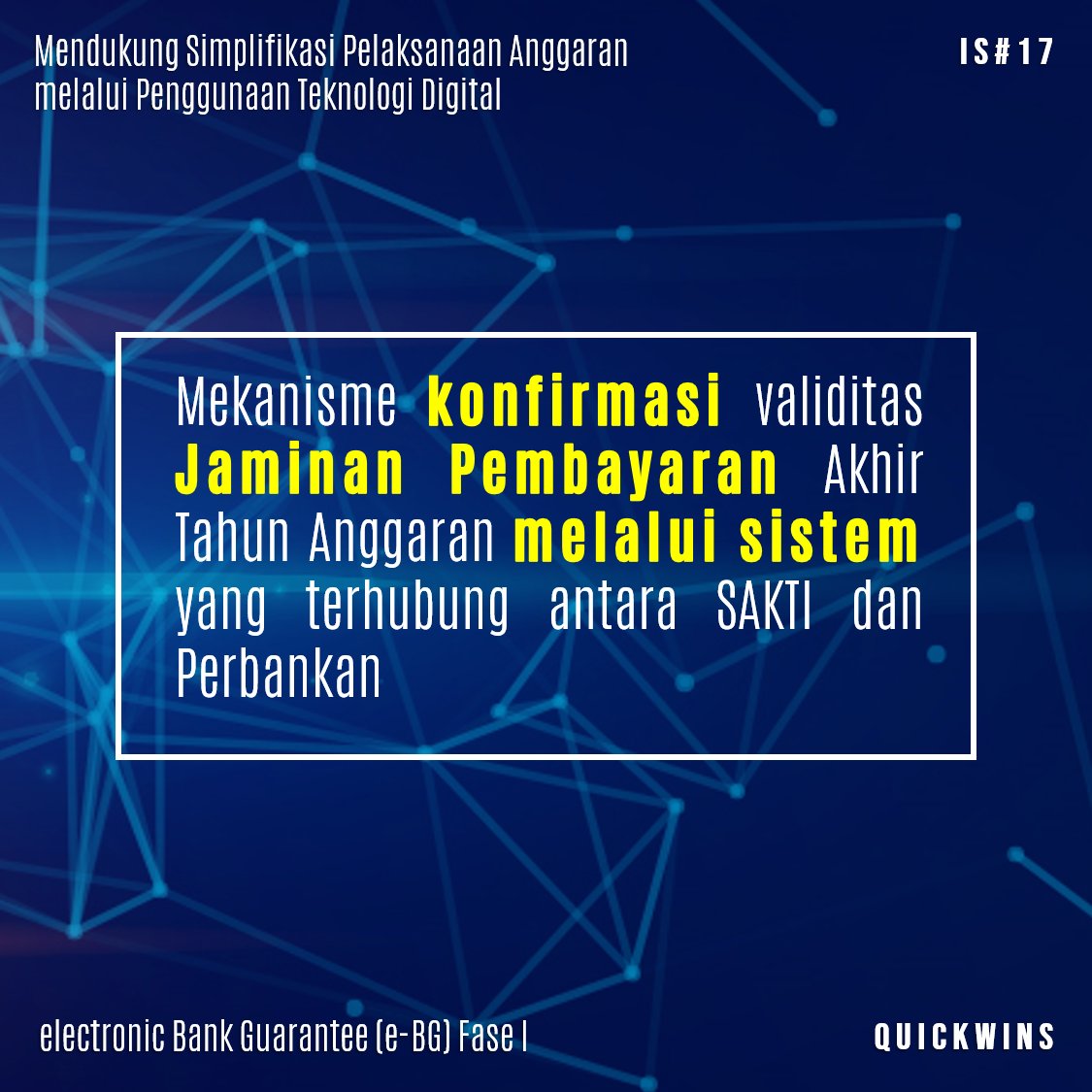 pmodjpb's tweet photo. Quickwins DJPb 2021 #9

Electronic Bank Guarantee (e-BG) (Direktorat SP &amp; SITP)

Target:
Piloting implementasi konfirmasi validitas Garansi Bank minimal pada 1 (satu) bank untuk pembayaran pada akhir Tahun Anggaran 2021

#DJPbKawalAPBN
#DJPbHAnDAL https://t.co/b1jdyGfbK7