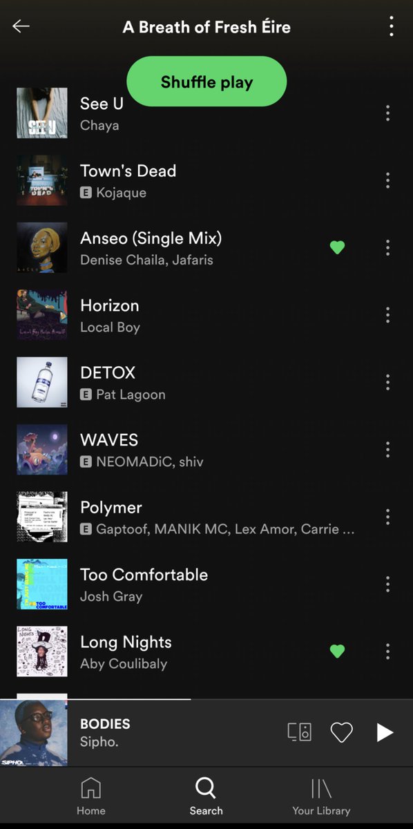 thepatlagoon's tweet photo. Big thanks to @SpotifyUK and @spotifyartists for the continuous support. 👏🏾

DETOX sitting in NMF UK and Breath of Fresh Éire 🍀

@AnomalyX91 @TunesOnTick  @myfaultmusic 👑 https://t.co/myO3WZjtr0