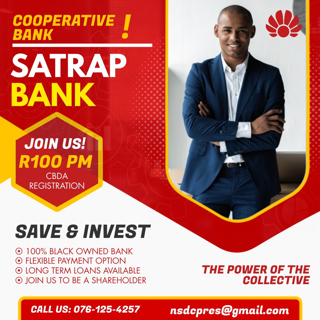 SaProviders's tweet photo. @DisekoMogale Rise Mzansi
Unite Mzansi

U.N.I.T.Y

SATRAP Bank is "The People's Bank" 

Register for free on our online membership database 

Click below link to register...https://t.co/NxHsDFfom1 https://t.co/Lxy2bb2urb