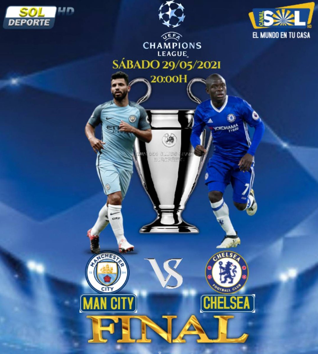 soldeporte's tweet photo. ¡¡Falta SÓLO 1DÍA!!

#ManCity 🆚 #Chelsea

🏆: Final XXIX Champions League
🗓️: 29 de mayo
🕘: 21:00 CEST (20:00 local)
🏟️: Estádio do Dragão, Oporto

Disfruta de la #championsleaguefinal en nuestro canal 📺
#solmedia #soldeporte #partido #final #mancity #Chelsea #guineaecuatorial https://t.co/BQOrj4K5xi