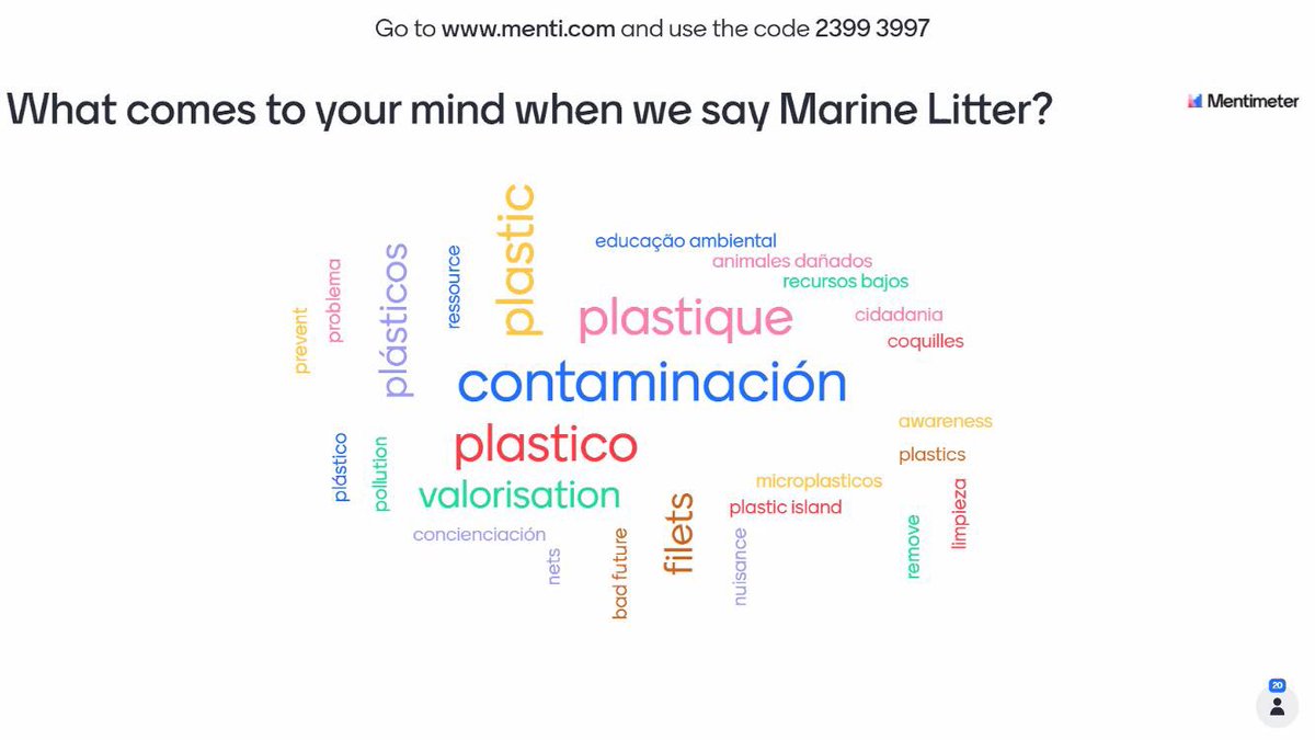 EU_FAMENET's tweet photo. "What comes to your mind when we say #marinelitter?" The third focus group of our seminar looks at how to tackle this #pollution affecting local areas and the whole world #cleanseas #BeatPlasticPollution #OurOcean #FARNETNorthATL https://t.co/bKzKxppwCu