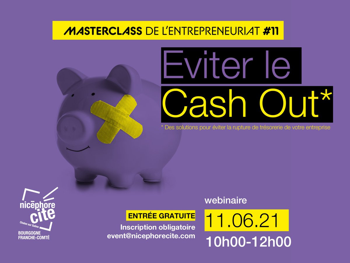[ Evènements ]
⏰ J-15 avant notre prochaine masterclass de l'entrepreneuriat. Ne perdez pas un instant pour vous inscrire : bit.ly/3aTlBW9 
#aides #entrepreneuriat #tresorerie