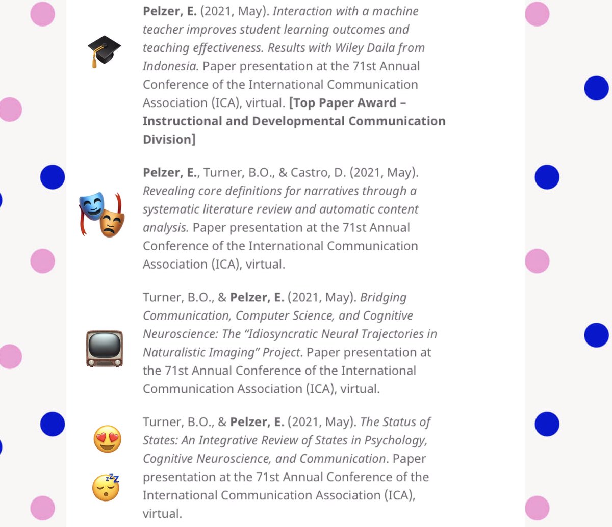 ElenaPelzer's tweet photo. How do you define a narrative in your work? 🎭 And how does it overlap with other scholar’s definition? Check out @neurobot01, @de_cronopio, and my study at #ICA21! Also take a look at our other talks this year ⤵️⤵️ https://t.co/SEISfnGQH2