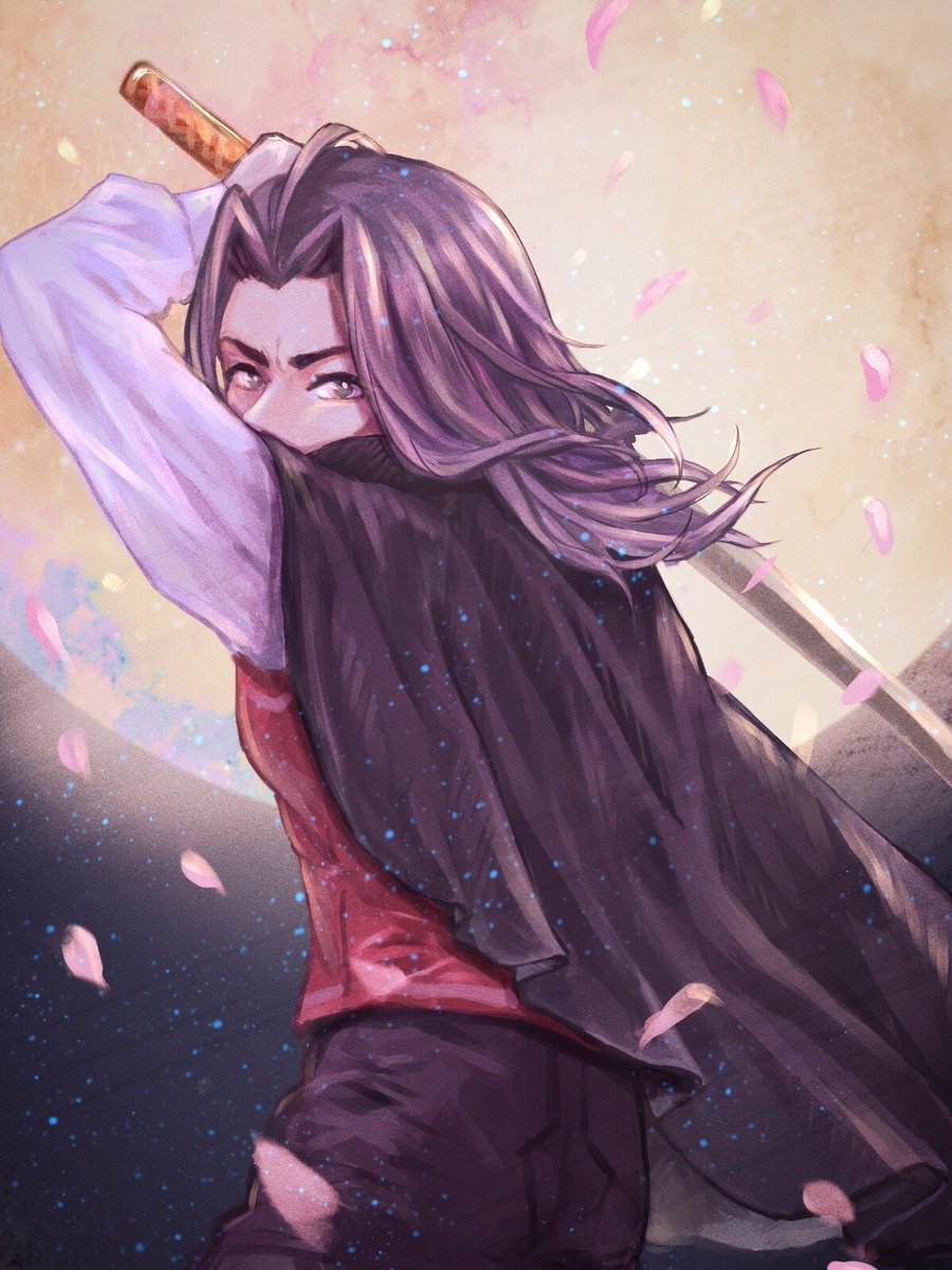 sword weapon solo long hair katana holding sword petals  illustration images