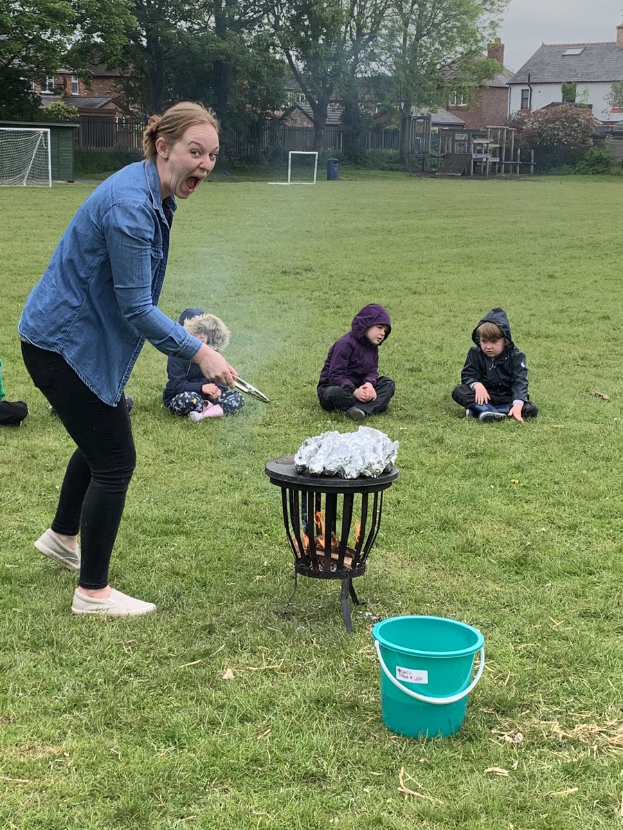 BoughtonHeath's tweet photo. Reception forest school ! 🍌🔥#scienceweek #changingstate https://t.co/QX8mT2KC2x