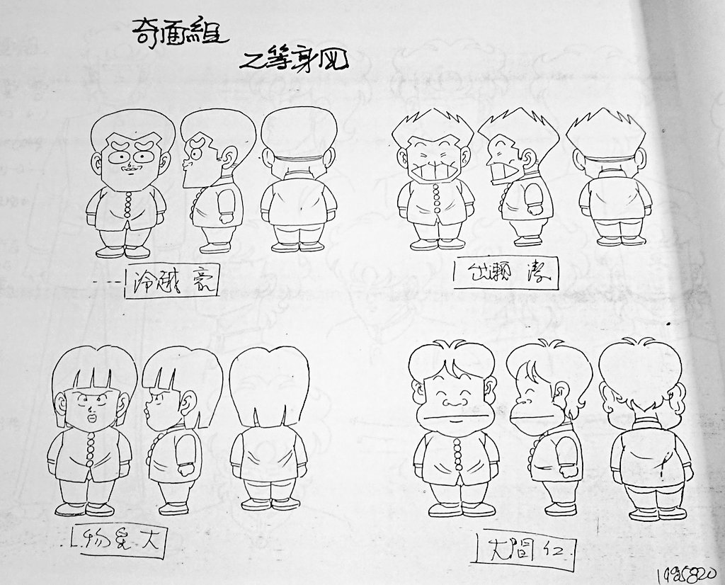 ハイスクール奇面組 設定資料から 奇面組2頭身図です😄 奇面組とい