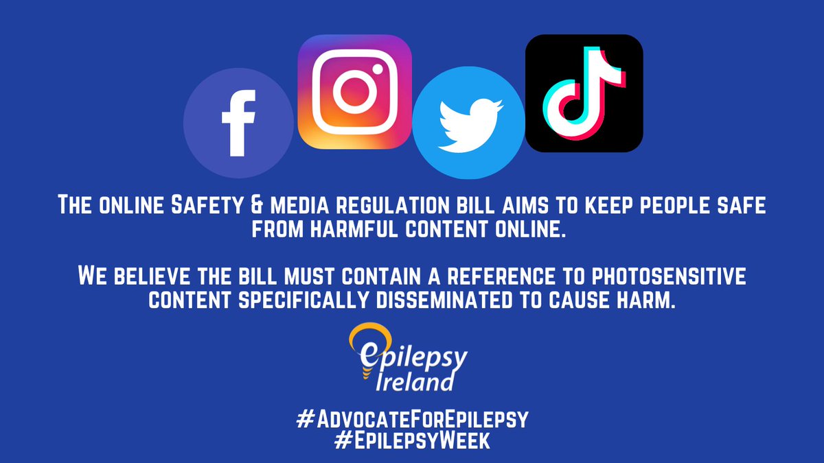 epilepsyireland's tweet photo. The final issue we raise as part of #EpilepsyWeek concerns the Online Safety &amp; Media Regulation bill - where we feel there should be further provision made to protect those with photosensitive epilepsy online. #AdvocateForEpilepsy 
Learn More | https://t.co/jn65gg9EOZ https://t.co/hSIGoVLE44