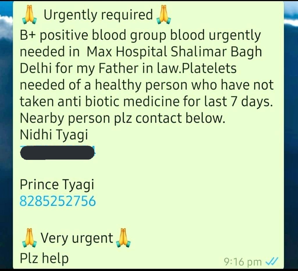 nexus_sushil's tweet photo. Name of patient &amp; Age:: Anil kumar Tyagi 51(Army Retired)Issue: Gall bladder cancer,jaundice and infection
CovResult:Positive O2level:90 Ctscore:18
Need: B+ve blood for platelets.SDP(Single platelet donor)Very Urgent
Max Hospital
Shalimar Bagh Delhi
Prince Tyagi 
8285252756 https://t.co/p2vzFAag0d