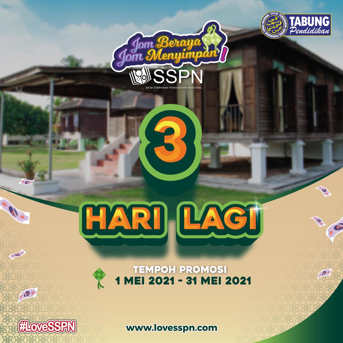 PTPTNOfficial's tweet photo. Jom menyimpan dan buka akaun sekarang! Hanya dengan minimum RM100 sahaja anda layak mendapat 1 cabutan!
Tinggal 3 hari sahaja lagi sebelum kempen berakhir.
Untuk pembukaan akaun @ penambahan deposit:
https://t.co/qJ8dg84YFe
#LoveSSPN
#JomBerayaJomMenyimpan2021 https://t.co/PzMaY34d46