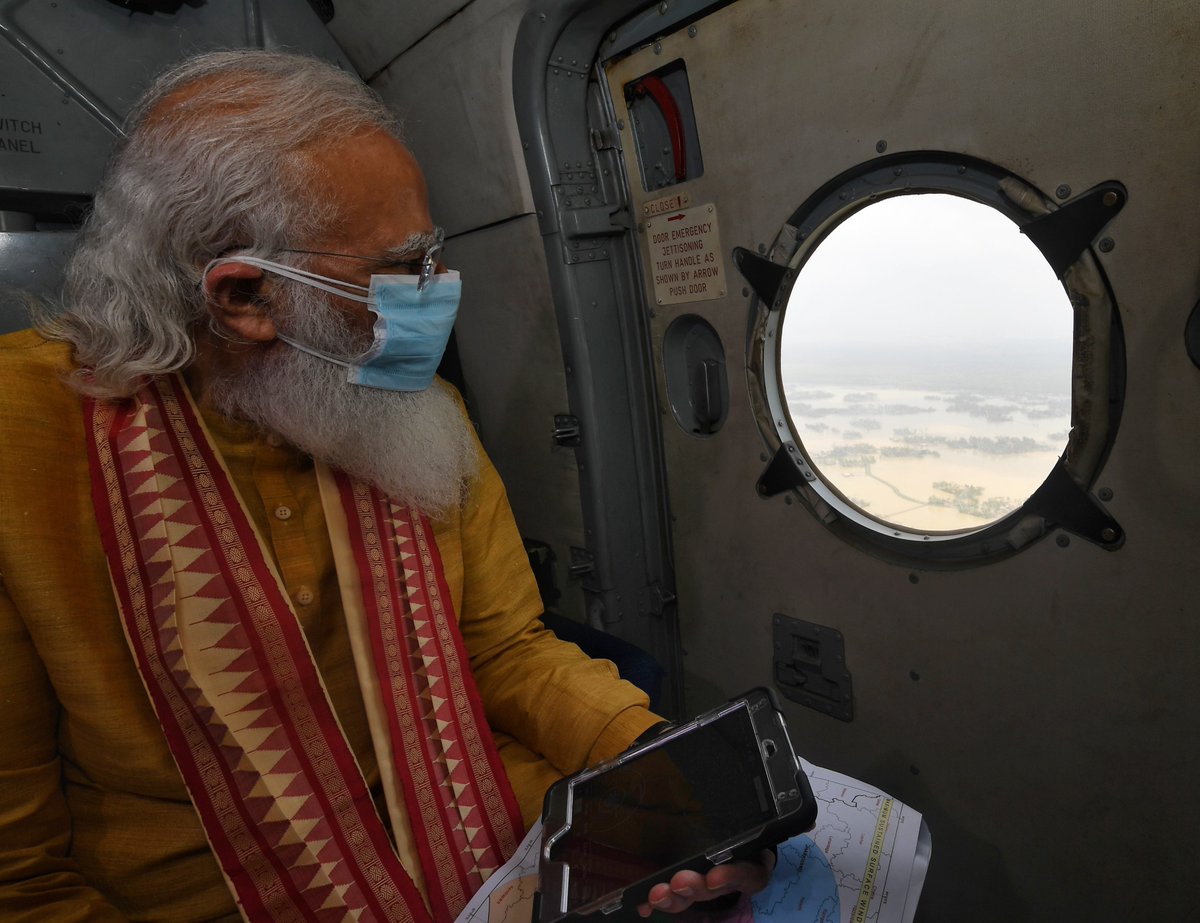 PM @narendramodi undertook an aerial survey to review the situation in the wake of Cyclone Yaas. The aerial survey covered parts of Odisha and West Bengal.