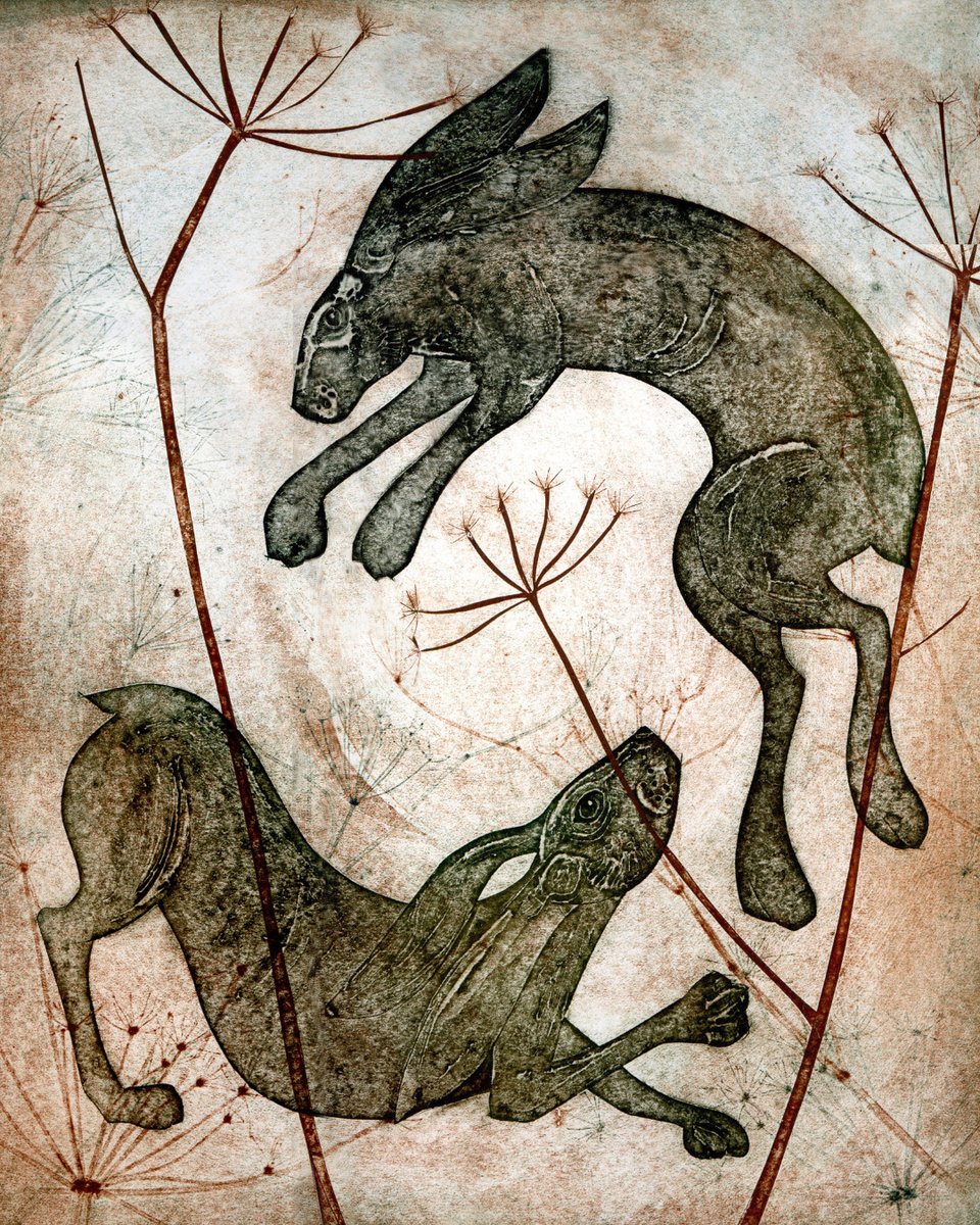southwold_art's tweet photo. Dance of hares by Kerry Buck
The natural world features heavily in Kerry's works. Collograph prints of hares, goldfinches, terns and oyster catchers are complimented by stunning original acrylic works of rural scenes. #greatdaysout #staycations #southwold #collographs #hares https://t.co/VkUrY3lS4z