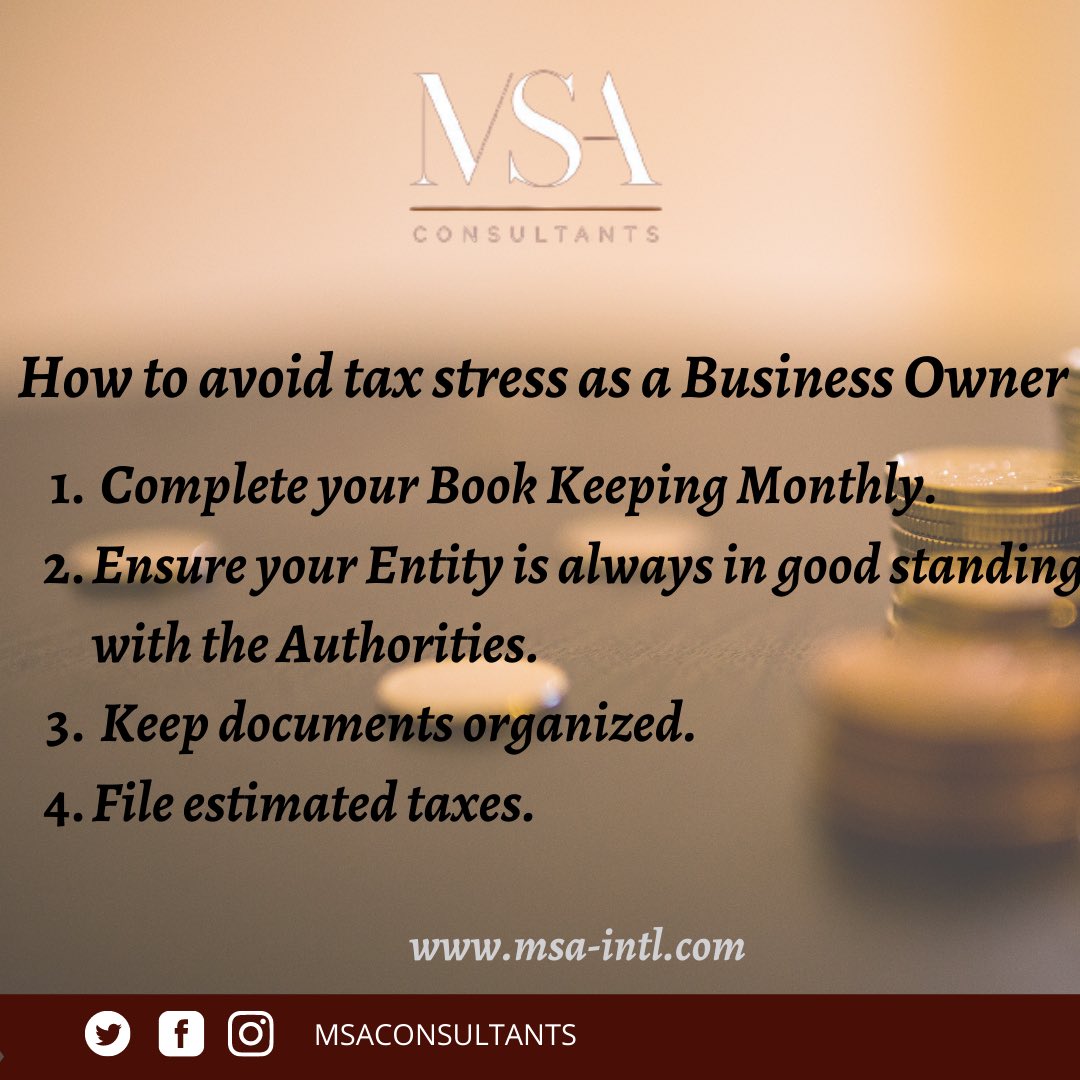 MSA_Consultants's tweet image. Leave the stress to us.

Visit our website for more information or send us a Dm.

msa-intl.com

#msaconsulting #msa #accounting #auditing #consulting #tax #finance #business #account #virtualaccountants #businessrules #friday #taxtips #bookkeeping #stressfree