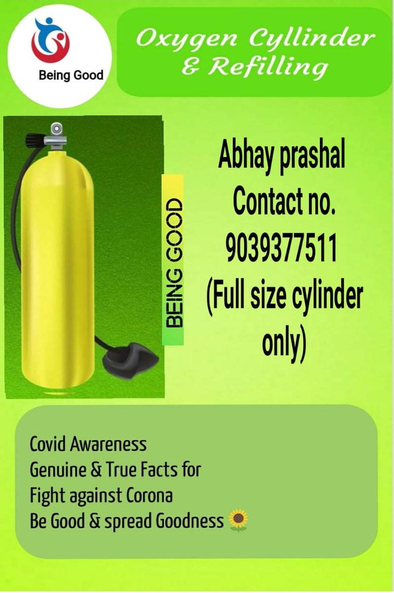 CAAnkitMaheshwr's tweet photo. Oxygen Cylinder &amp; Refilling

#Test #Corona #Indore #Covidfight #Fightaainstcorona #Beinggood #indiafightscorona #Indorenumber1 #antibody #plasma #indoremerijaan #covidresources #coronatest #mpcovid #indiafightscorona #indori #ableindori #socialhelp #help #Helping #support https://t.co/AUcdgIfmkC