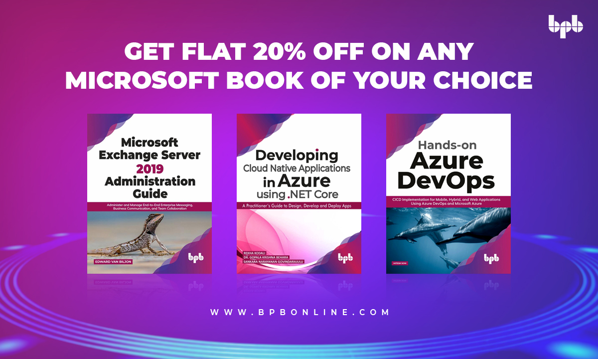 ** Buy Microsoft Books Of Your Choice At 20% Off  - Use Coupon Code 'MSBuild' **

Browse our catalog here > bit.ly/2YyzSAY

#azure #microsoft #devops #azuredevops #azurecloud #msbuild2021 #exchangeserver #dotnetcore #cloudnative #cloudapps #dotnetdevelopers