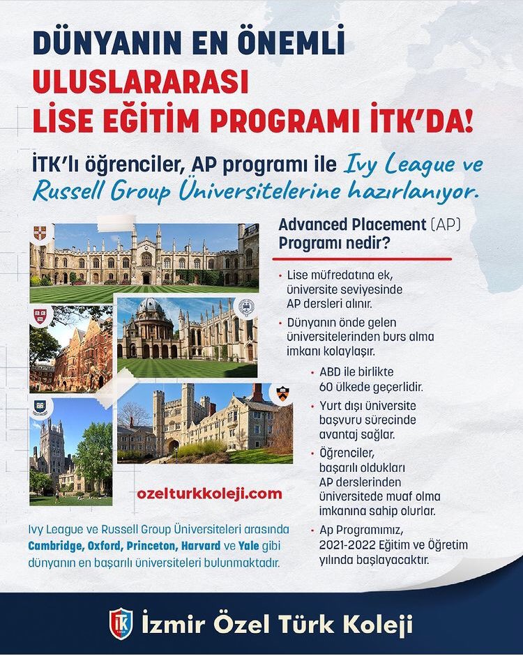 Uluslararası AP Lise Programı artık İTK’da👩‍🎓👨‍🎓📣🎯🌎 #ap #advancedplacement #yurtdışıeğitim #yurtdışıüniversite #eğitim #itk #itkliolmak #ozelturkkoleji