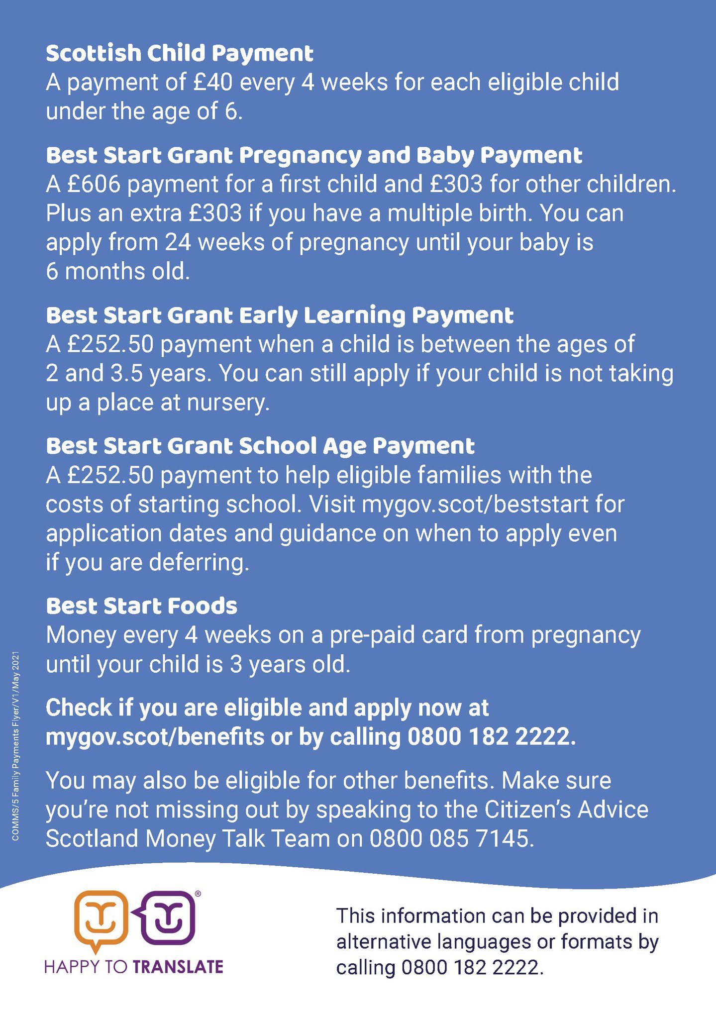 Health Promotion Service Fife on Twitter "'Five Family Payments