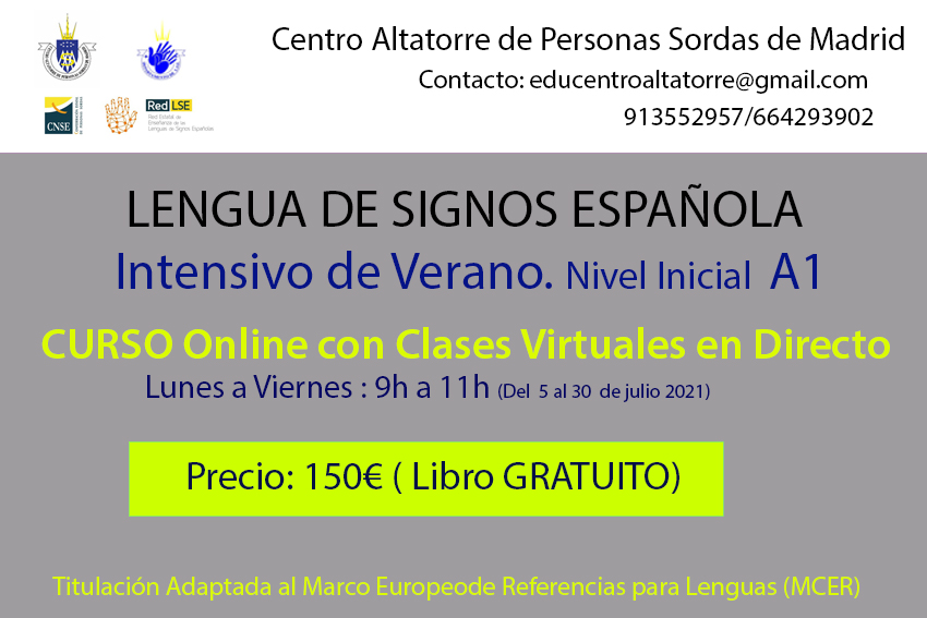 CentroAltatorre's tweet photo. Nuevos cursos intensivos de verano. Lengua de signos española. Nivel A1 https://t.co/MAcx0oWdzn
