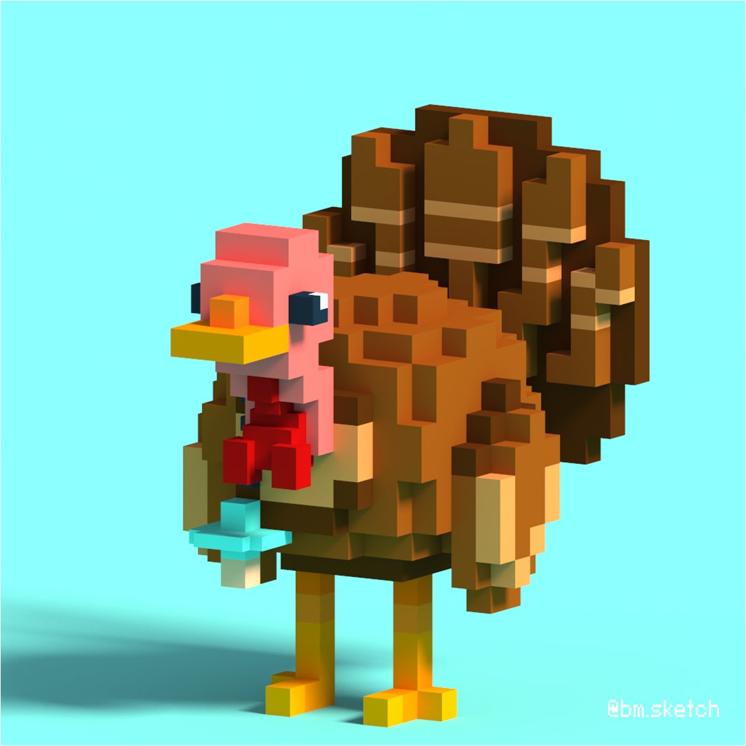 Turkey family #magicavoxelart #ephtracy #3dpixel #voxelartist #lowpolygonart #lowpolyartwork #3dpixelart #voxelworld #3dbuilding #cubeworld