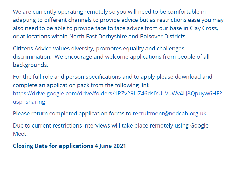 VACANCY at Citizens Advice North East Derbyshire!

drive.google.com/drive/folders/…