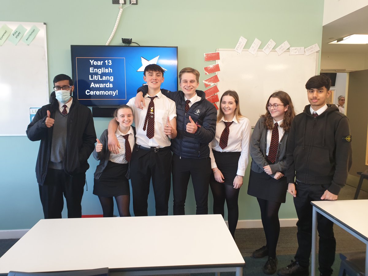 MissRaWhite's tweet photo. A fond farewell to Year 13 Lit/Lang after a breakfast for champions &amp; a tongue-in-cheek awards ceremony. Highlights include Elvis as Most Likely to Get Linguistic and Literary Terminology Wrong, Caelen as Biggest Blagger and Bethany as Best Person to go to in a Homework Emergency https://t.co/E8DDlKoFnZ