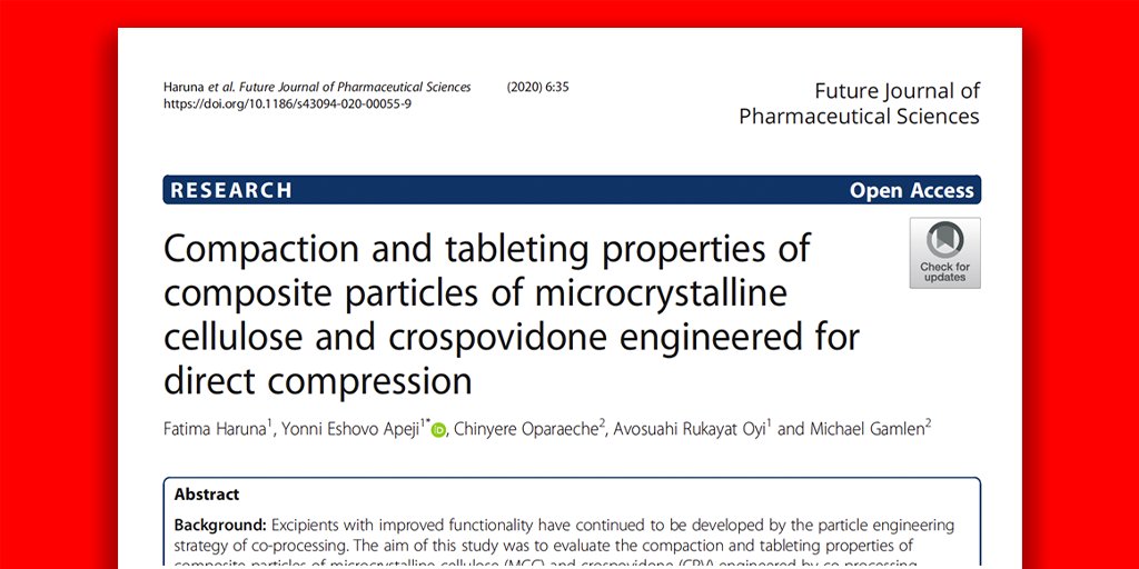 GamlenTableting's tweet photo. Our Paper of the Month is now available on the #Gamlen website.
In this paper the authors investigate the #compaction behaviour of a co-processed excipient (CPE) using a Gamlen Powder Compaction Analyser.
Visit https://t.co/P29asFDtPA
#pharma #lifesciences #pharmtech https://t.co/osJI43FZX1