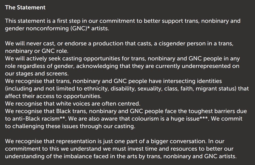 ThePleasance's tweet photo. The Pleasance Theatre Trust is proud to have signed up to the #TransCasting Statement. π³οΈββ§οΈ
Find out more at https://t.co/uEjbEmuQQO. https://t.co/PpDPeVh4vo