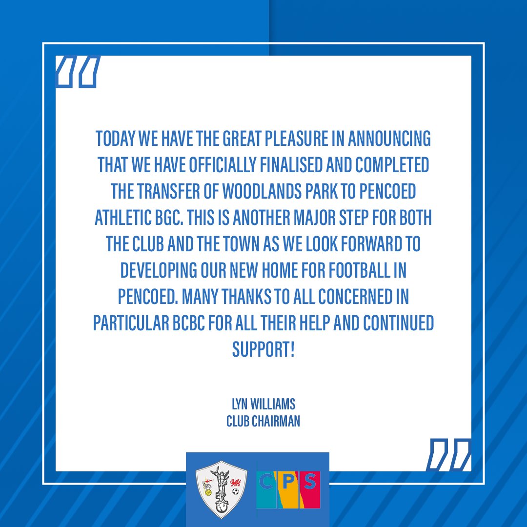 Club Announcement | we are pleased to announce the transfer of woodlands park  #cmontheCoed 🔵⚫️  #Woodlands