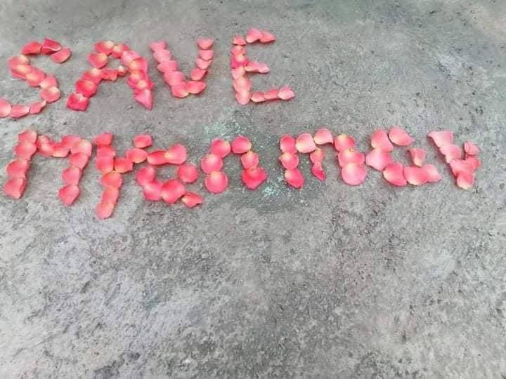 A no-human flower demonstration was staged in AyeThayar Township, Taunggyi today to protest against the military dictatorship.  #WhatsHappeningInMyanmar #May28Coup #MilkTeaAlliance