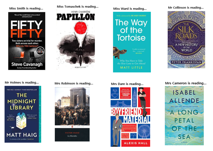 HEnglishdept's tweet photo. Happy #FictionFriday! What are you planning to #read over #halfterm? Why not pick up something new? Do you need a recommendation? Have a look at what your teachers are #currentlyreading! #getreading #readingforpleasure 📚📚📚 https://t.co/0DalY1sXo4