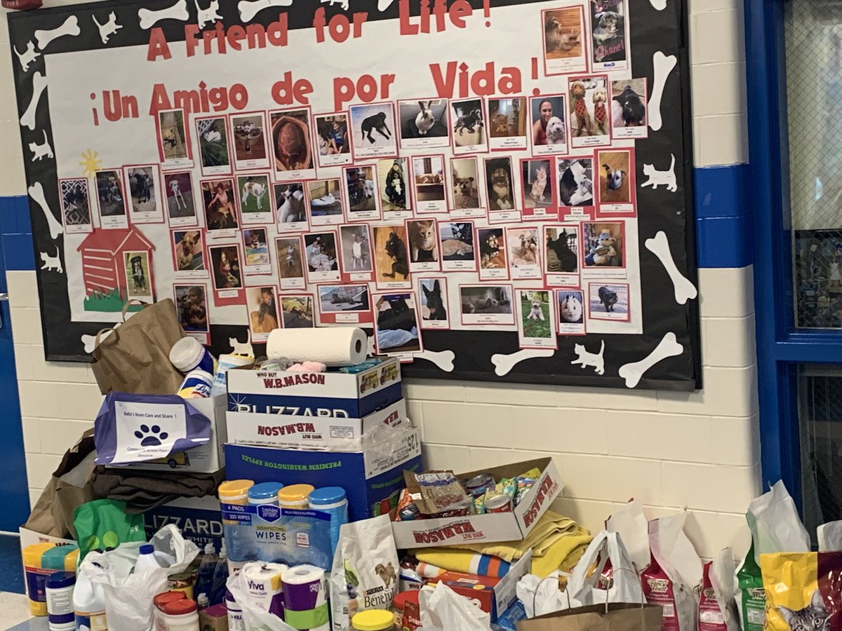 Baltz Bears care about the community. Students collects items needed by local animal shelters!