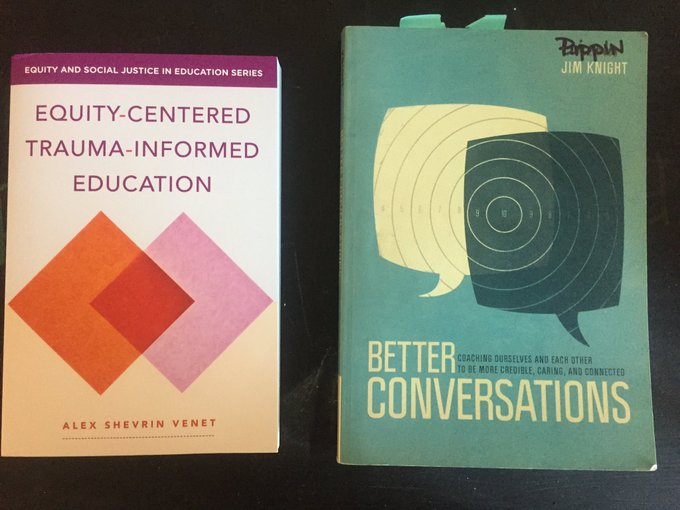 JuliaFliss's tweet photo. A3: JUST got my hands on my first two reads!!! Soo excited! 🔥 #TransformTheSystem #WhatIsSchool
#EquityCenteredTraumaInformedEd by @AlexSVenet
#BetterConversations by @jimknight99
What's everyone else reading??? https://t.co/aghpib0Glb