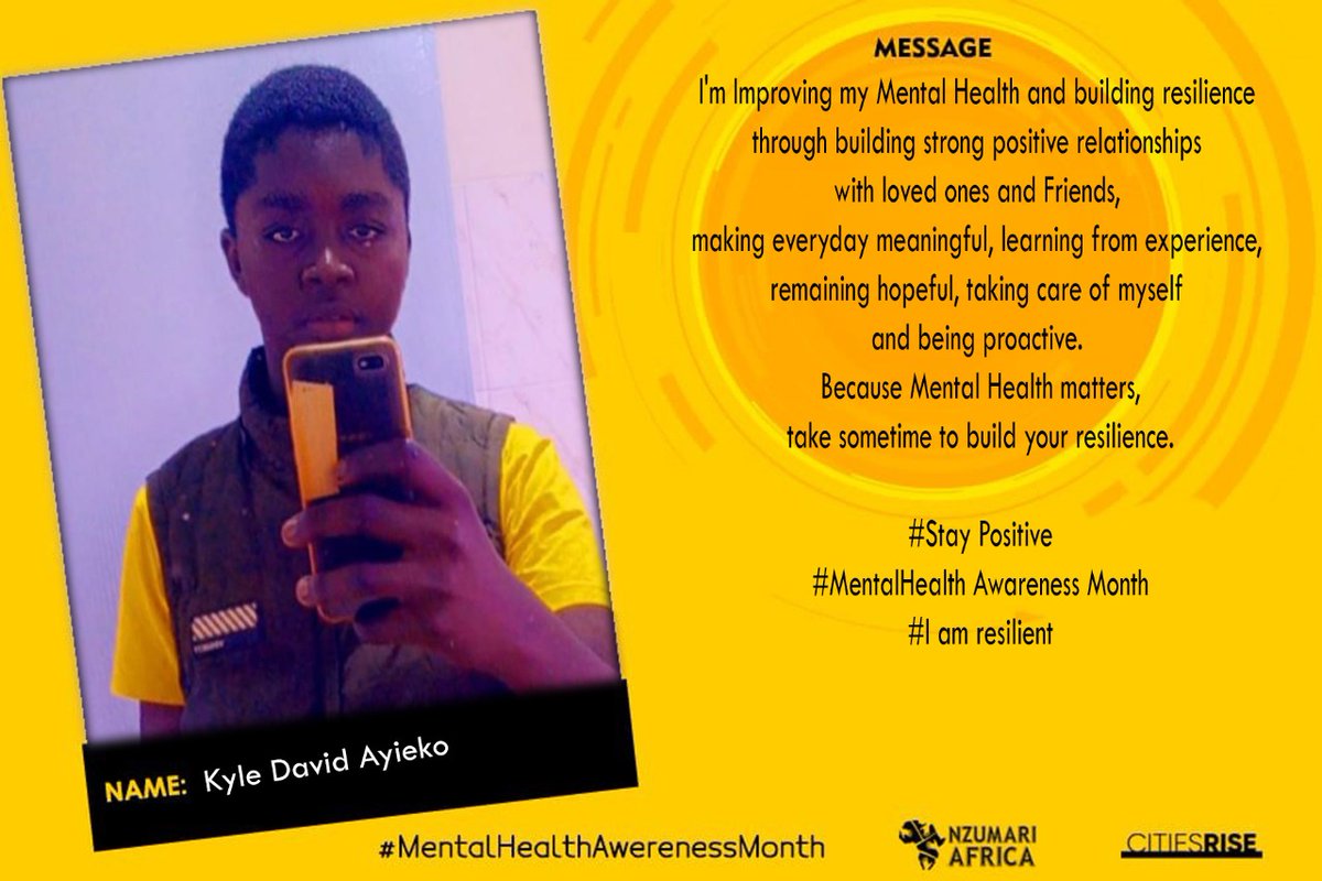 nzumariafrica's tweet photo. Our young people share thriving tools they are currently using to improve their mental health & build resilience as we continue marking the mental health month
#MentalHealthAwarenessMonth
#ToolsToThrive
#YGSHuruma
@shawnmuga @erick_hasenya @DavidAyieko7 @kiguru_wambui @MugoAnn https://t.co/D71CFzgLcQ
