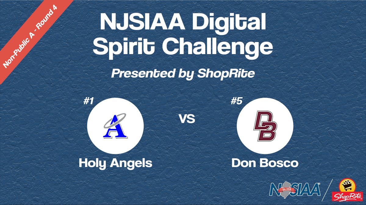 NJSIAA's tweet photo. Holy Angels &amp; Don Bosco are in the Non-Public A Final Four!  Vote your way into the finals of the NJSIAA Digital Spirit Challenge Presented by @shopritestores 
@AHA_Athletics @IronmenAthletic https://t.co/ruXtvTw4gq