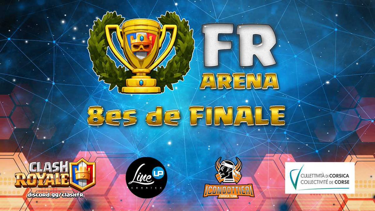 Nous arrivons maintenant en huitièmes de la <a href="/fr_arena/">FR ARENA</a> ! 
Bannissement et Bo5 sont introduits pour cette dernière ligne droite.

Intensité et stratégie seront au rendez-vous pour les matchs de ce soir! 🙌

📺 youtube.com/watch?v=TjTpKe… 🔴
 🎙️@Big_benks &amp; <a href="/ElVinceCR/">El Vince</a>