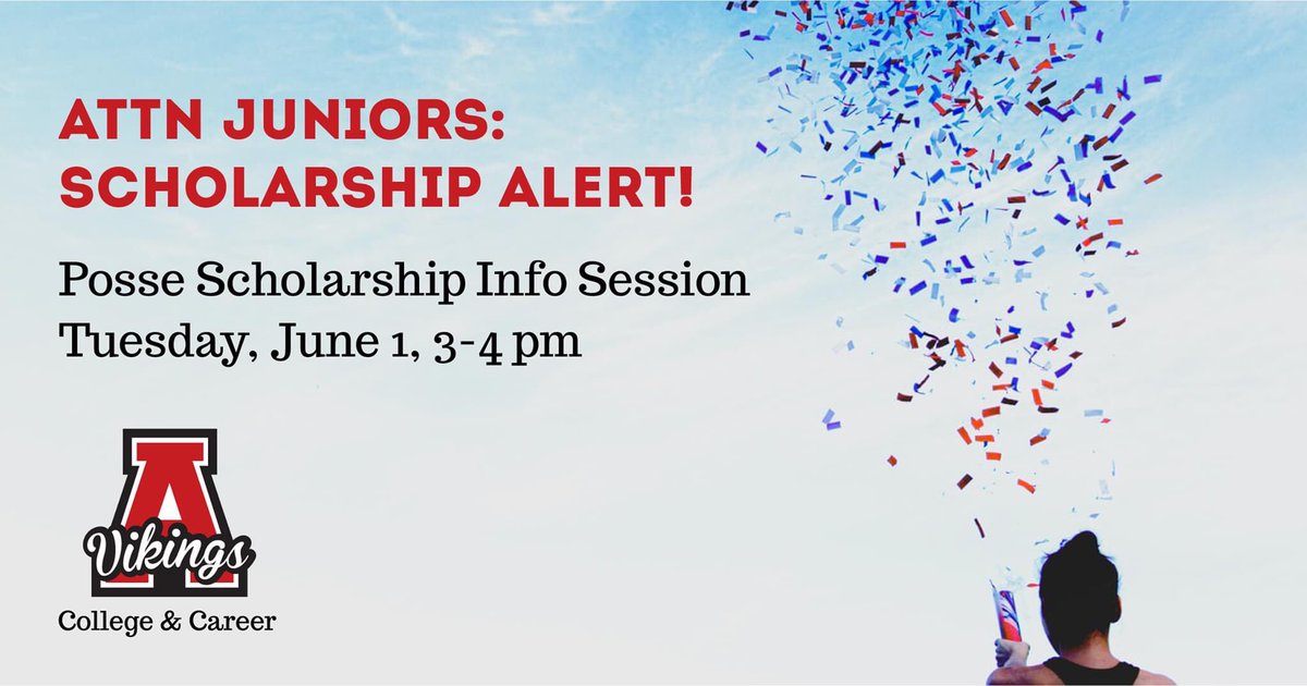 NLUiPadders's tweet photo. Juniors and junior parents—Class of 2022—the AHS Scholarship Team is hosting a virtual information session with a Posse Representative on June 1st at 3:00-4:00 pm. More info below, and flyer and virtual link coming soon! #AHScollegecareer 

https://t.co/GsuhaNKO64 https://t.co/Gf4dNL6dK8