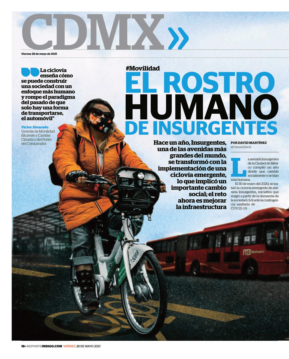 Ar7ois's tweet photo. El rostro humano de Av. Insurgentes, dice @Reporte_Indigo al estar por cumplirse un año de la implementación de la ciclovía 🚴‍♀️🚴‍♂️, la cual llego para quedarse.

#CicloviasPermanentes

Trabajo de @TamarizDavid https://t.co/81sYVCJWFi
