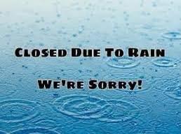 Because of today’s weather the COURSE and GRILL will be closed today! Keep dry and we hope to see you tomorrow 😁