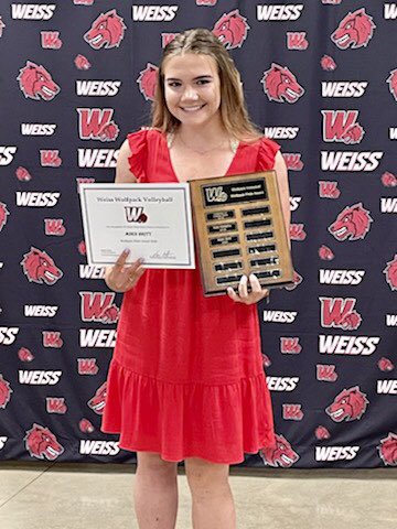 weissvolleyball's tweet photo. Weiss VB Team Awards for Varsity 👉🏼 2020 Wolfpack Pride Award: Aden Britt!! 👏🏼👏🏼👏🏼 #EarnedNotGiven #UnityThroughAdversity #BeTheOneWolfpack @pfisd @PfISDAthletics @WeissHighSchool @Weiss_ABC @FlxAtx @VypeATX @varsity_news https://t.co/dkKyrY6KAO