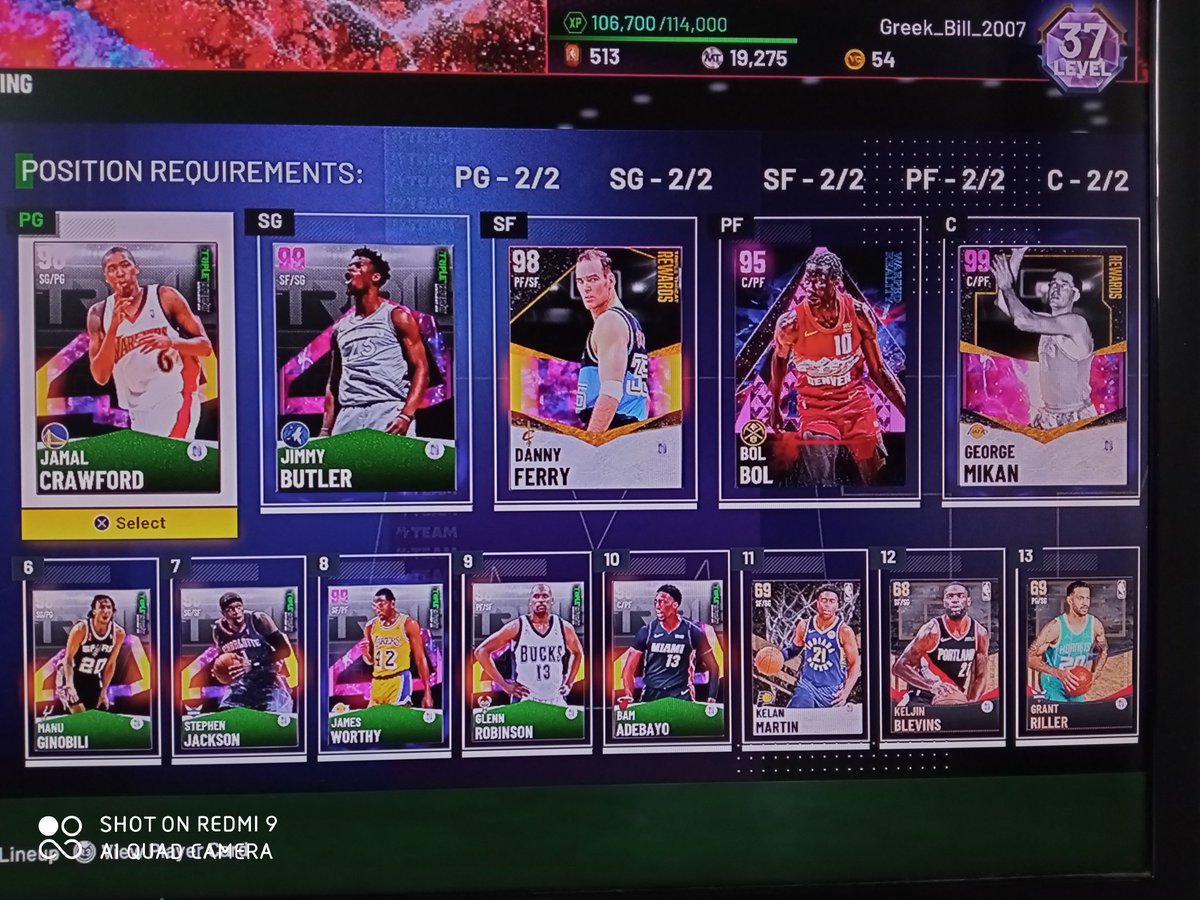 Greekbill3's tweet photo. @Russell98661632 @NBA2K_MyTEAM I sold DJ, some other random players I had and I bought Bol Bol. Is this better now? And I have 19k spare Mt. https://t.co/a0TysMOtth