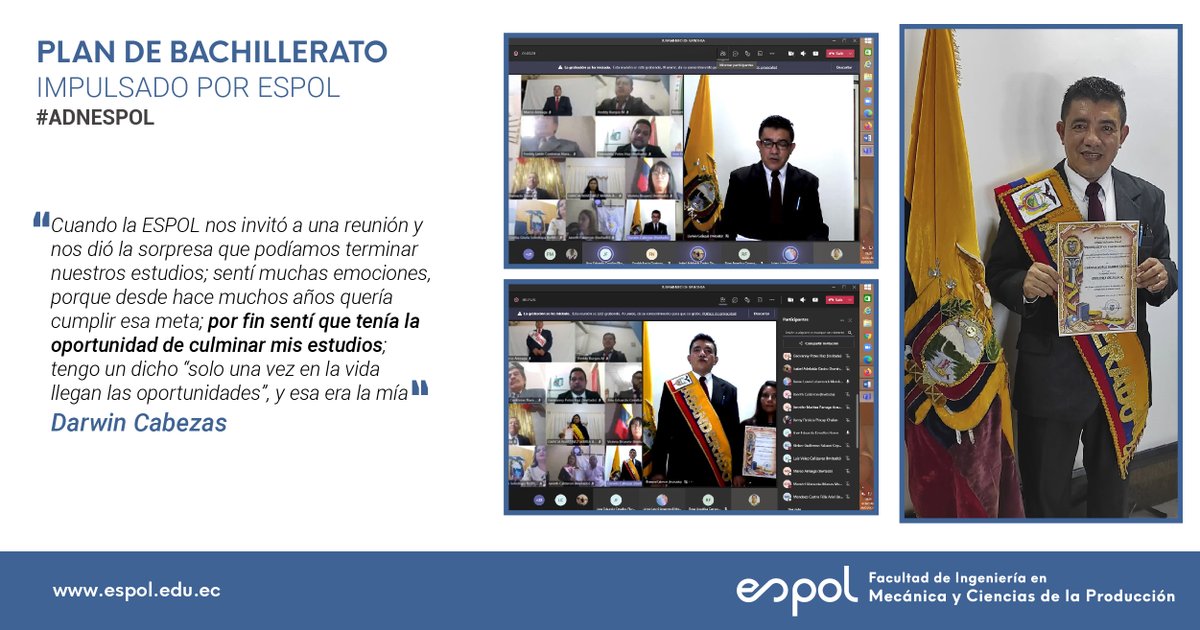espolfimcp's tweet photo. Mostramos orgullosos el logro de nuestro compañero Darwin Cabezas, quien fue designado como abanderado de la Unidad Educativa Fiscal “Procer León de Febres Cordero” cumpliendo así esta meta deseada hace mucho tiempo.

Lee la nota: https://t.co/Ea605KlIoZ https://t.co/WDpFTLHIx6