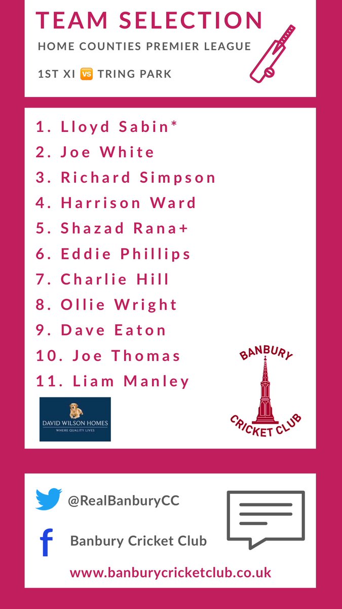Banbury Cricket Club (@realbanburycc) on Twitter photo ๐| TEAM NEWS |
๐ฅThe teams for this weekend are as follows..
Good luck everyone ๐๐ป
1st XI: Home vs <a href="/TringParkCC/">Tring Park CC</a>
โฐ11:30am ๐| TEAM NEWS |
๐ฅThe teams for this weekend are as follows..
Good luck everyone ๐๐ป
1st XI: Home vs <a href="/TringParkCC/">Tring Park CC</a>
โฐ11:30am
